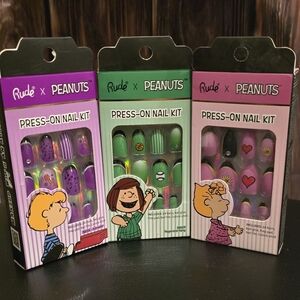 rude/peanuts Press-On Nail Kit - Green, Purple, Pink